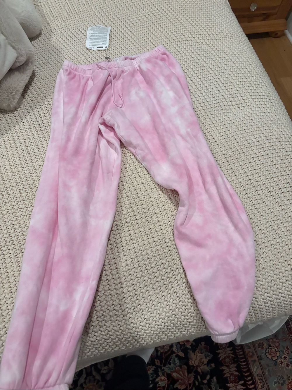 New honore high end brand Pink Tie-Dye Fleece Joggers